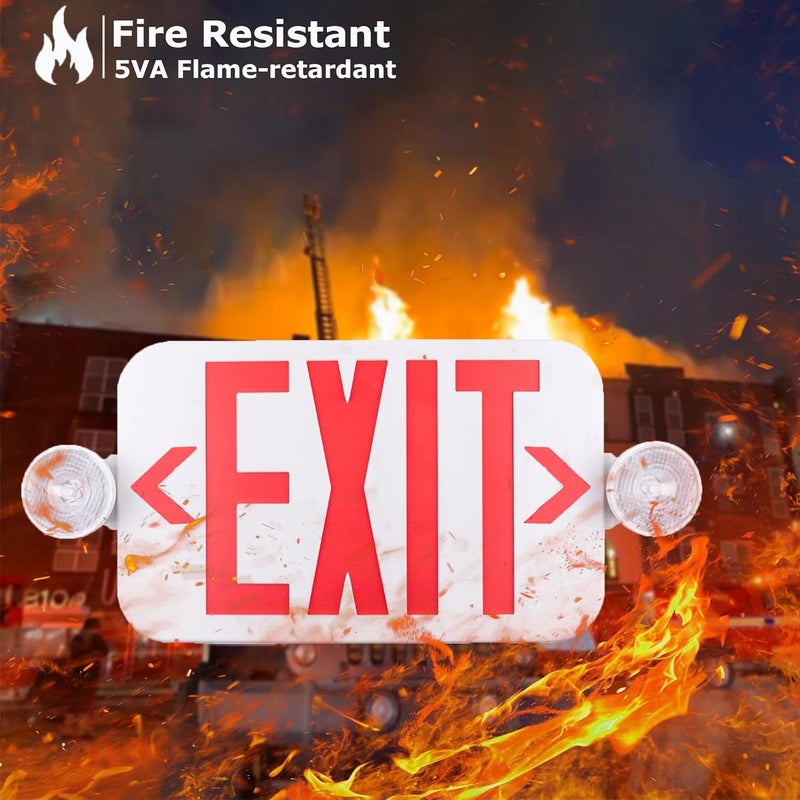 LIT-PaTH LED Combo EXIT Sign with 2 Adjustable Head Lights and Double Face, Back Up Batteries- US Standard Red Letter Emergency Exit Lighting, UL 924 and CEC Qualified, 120-277 Voltage, 2-Pack - Image 4
